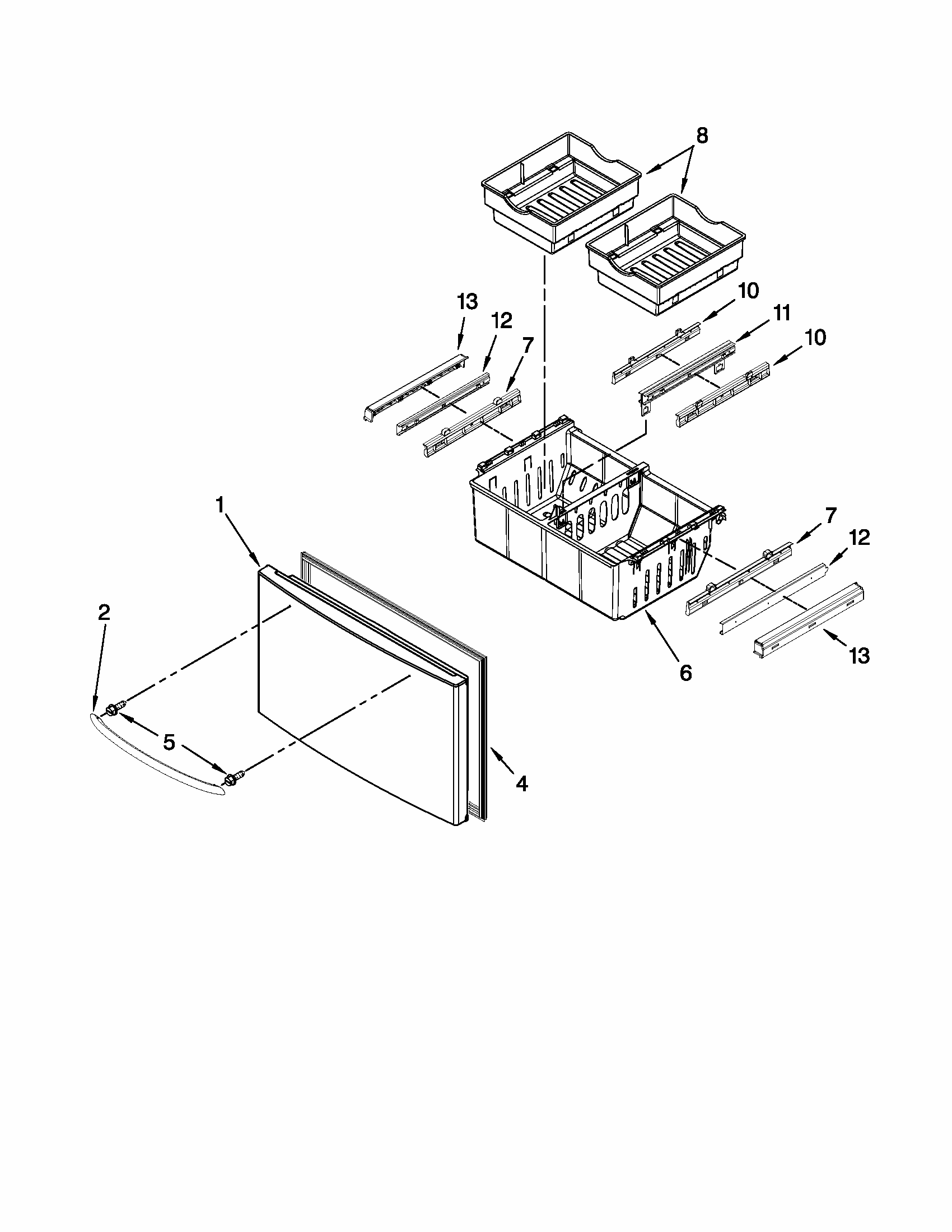 Freezer Door Parts Diagram and Parts List for 59679549013  Kenmore Refrigerator