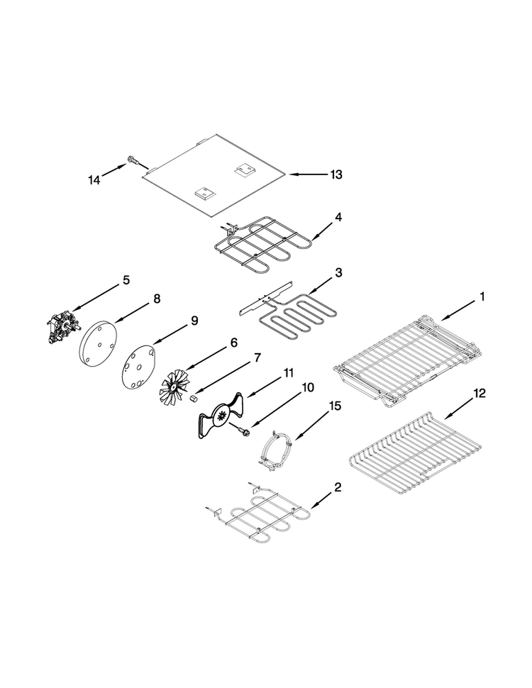 Internal Oven Parts Diagram and Parts List for KERS505XSS05  KitchenAid Range