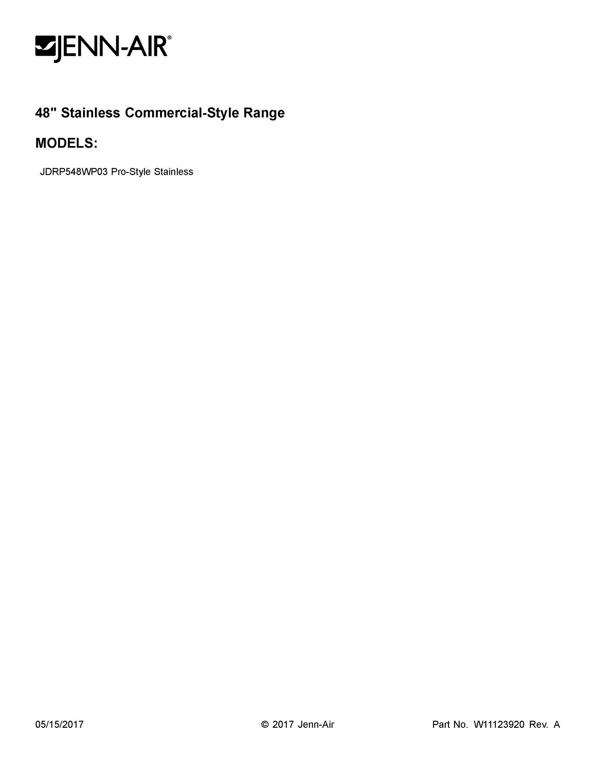 01 - COVER SHEET Diagram and Parts List for JDRP548WP03  Whirlpool Range