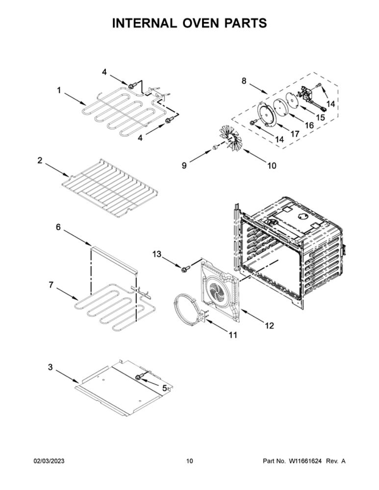 Internal Oven Parts 2 Diagram and Parts List for WOD77EC7HS20  Whirlpool Wall Oven
