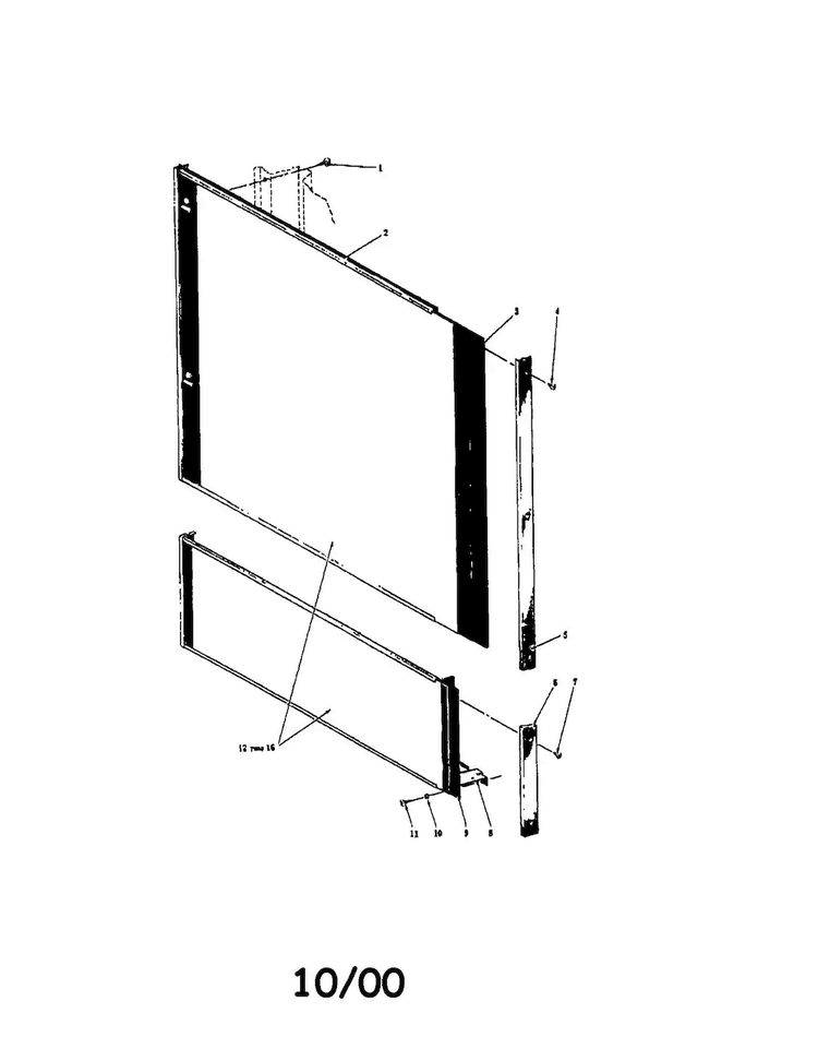 Front Panel Unit Diagram and Parts List for ML-42117  KitchenAid Dishwasher