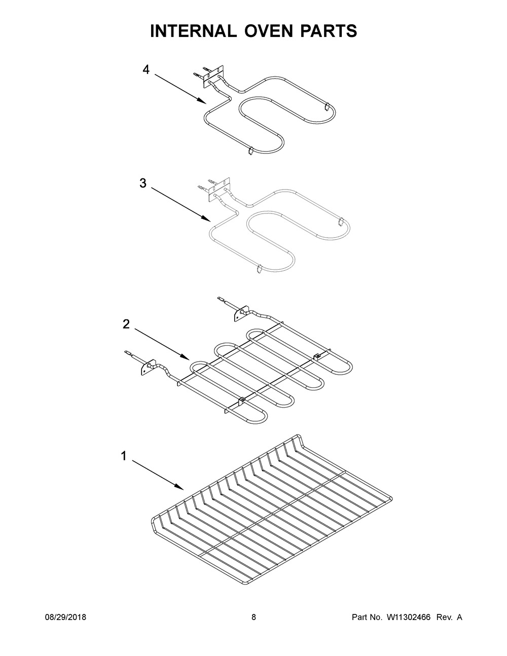 Internal Oven Parts Diagram and Parts List for IES900DS04  Whirlpool Range