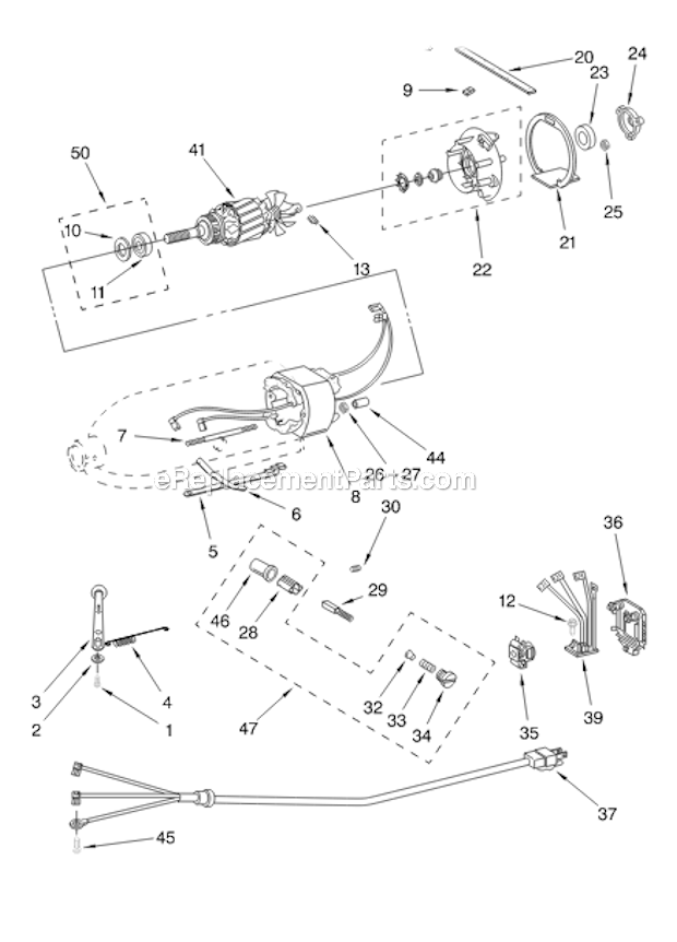MOTOR AND CONTROL PARTS Diagram and Parts List for K5SS  KitchenAid Mixer
