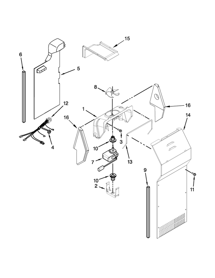 Air Flow Parts Diagram and Parts List for KSF22C4CYY01  KitchenAid Refrigerator