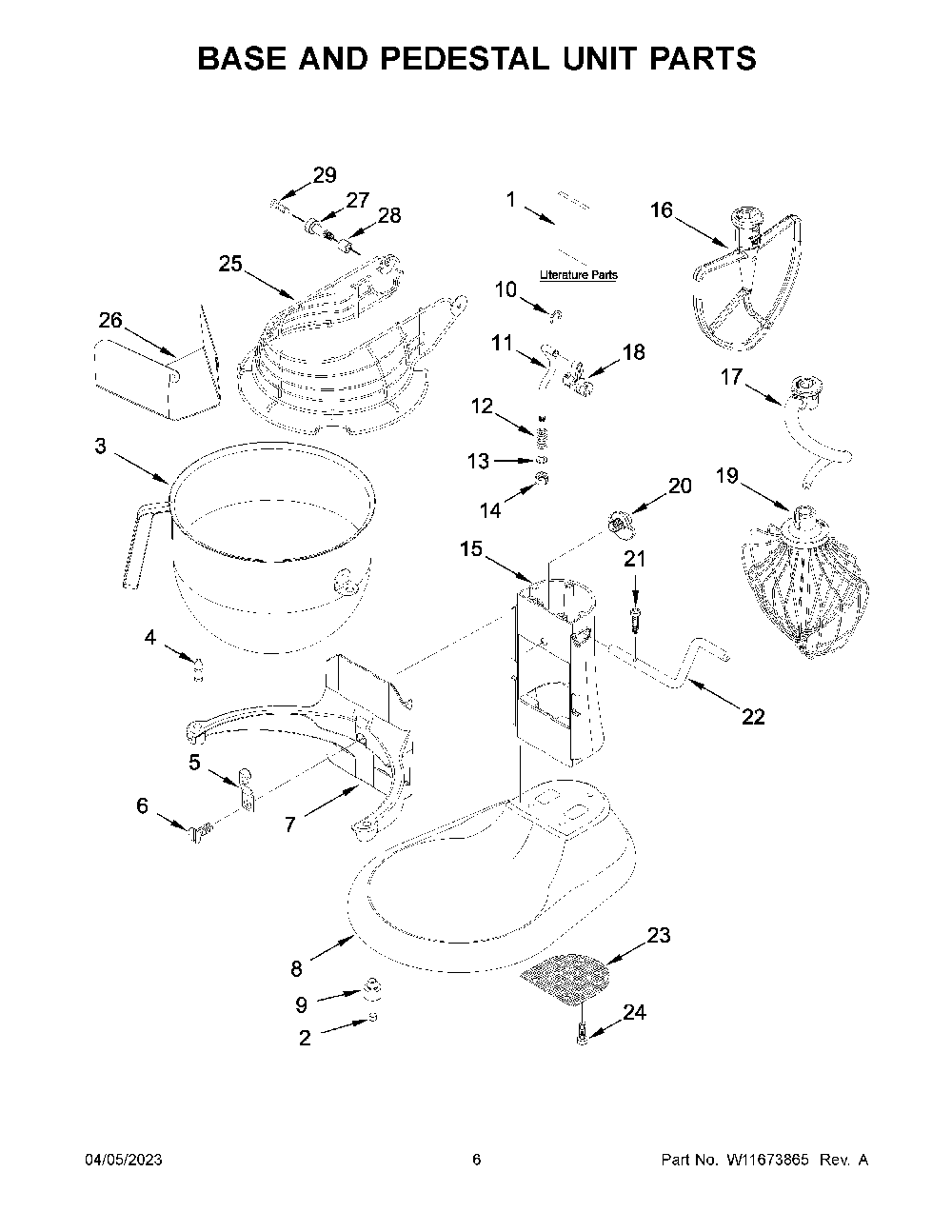 Base And Pedestal Unit Parts Diagram and Parts List for KSMC895WH1  KitchenAid Mixer