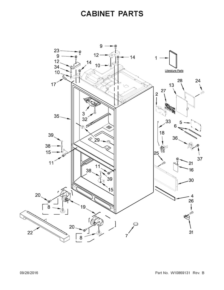 Cabinet Parts Diagram and Parts List for KRMF706ESS02  KitchenAid Refrigerator