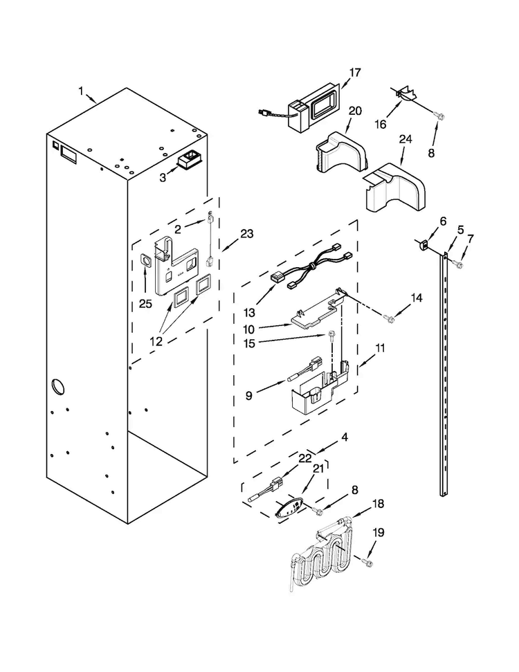 Refrigerator Liner Parts Diagram and Parts List for KSSC36QTS07  KitchenAid Refrigerator