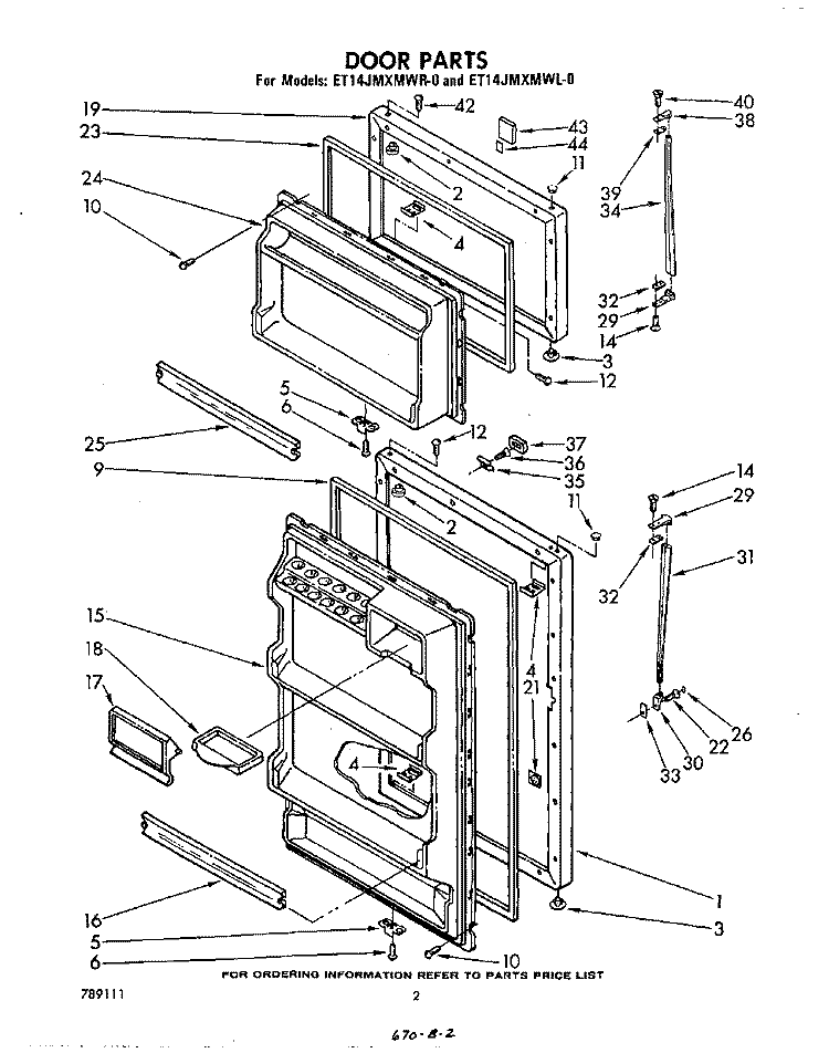DOOR Diagram and Parts List for ET14JMXMWR0  Whirlpool Refrigerator