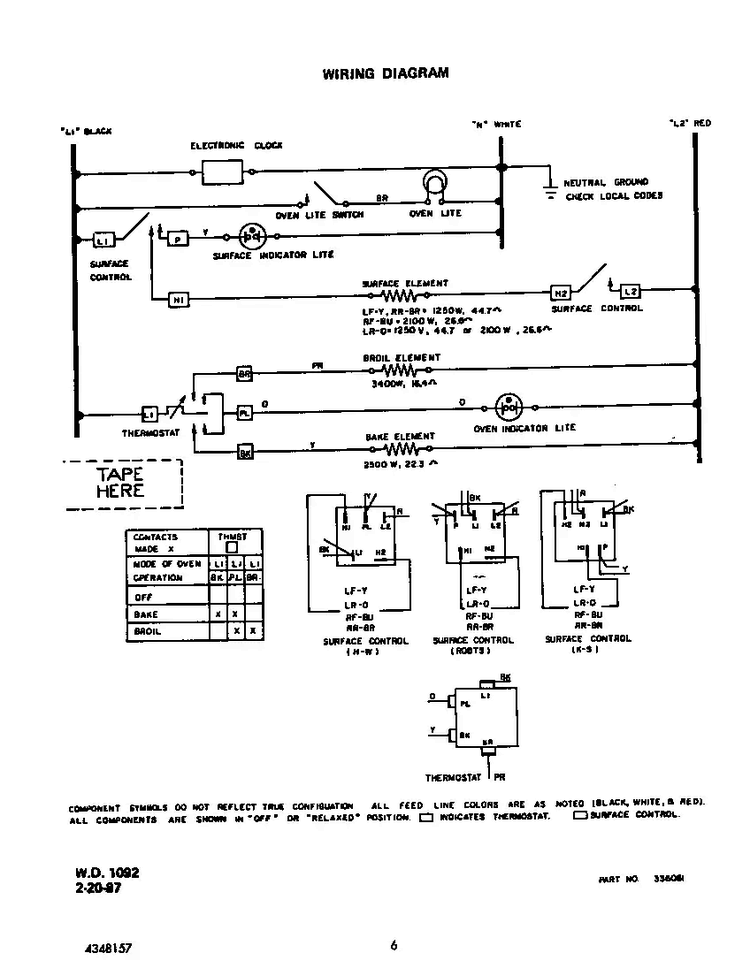 Wiring Diagram Diagram and Parts List for D5257X0  Roper Range