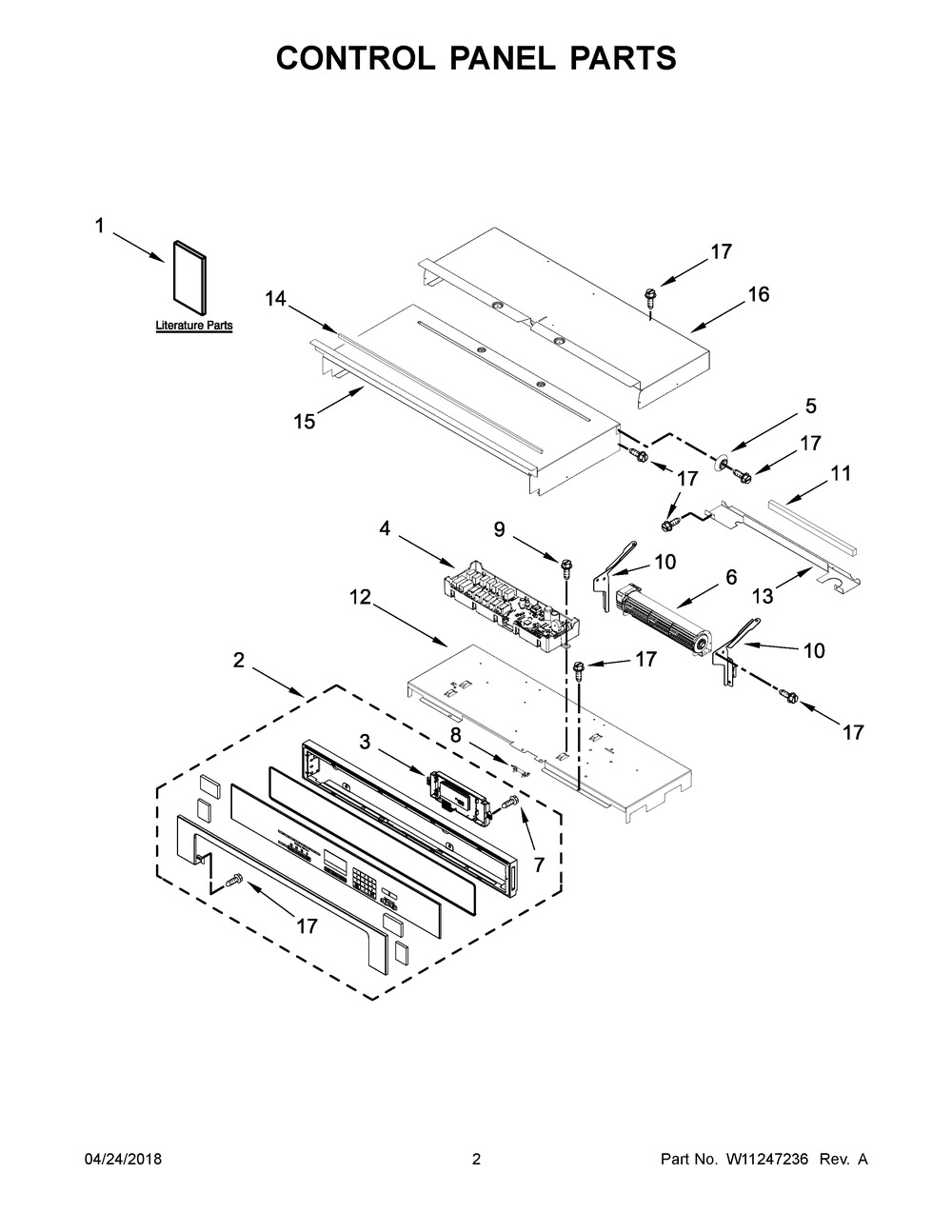 Control Panel Parts Diagram and Parts List for IBS550DS03  Whirlpool Wall Oven