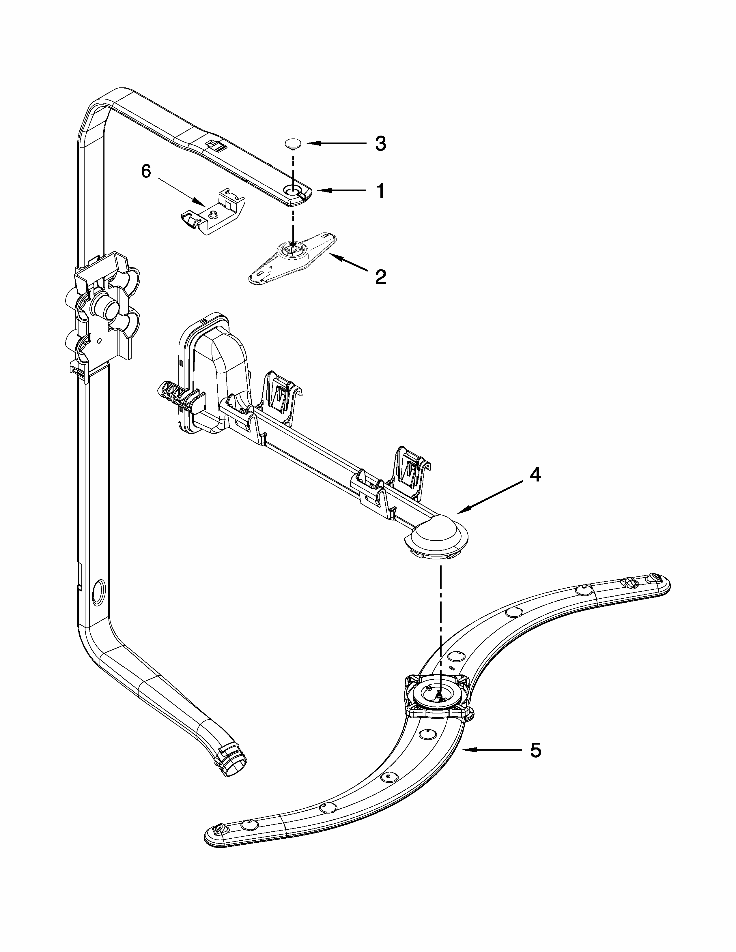 Upper Wash And Rinse Parts Diagram and Parts List for 66513252K115  Kenmore Dishwasher