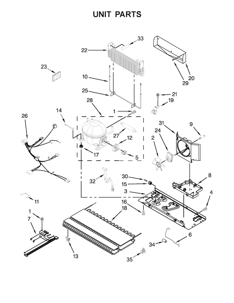 Unit Parts Diagram and Parts List for WRF535SMHB00  Whirlpool Refrigerator