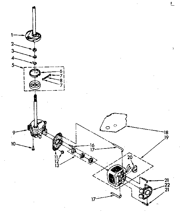 Brake, Clutch, Gearcase, Motor And Pump Diagram and Parts List for LA5580XSN0  Whirlpool Washer