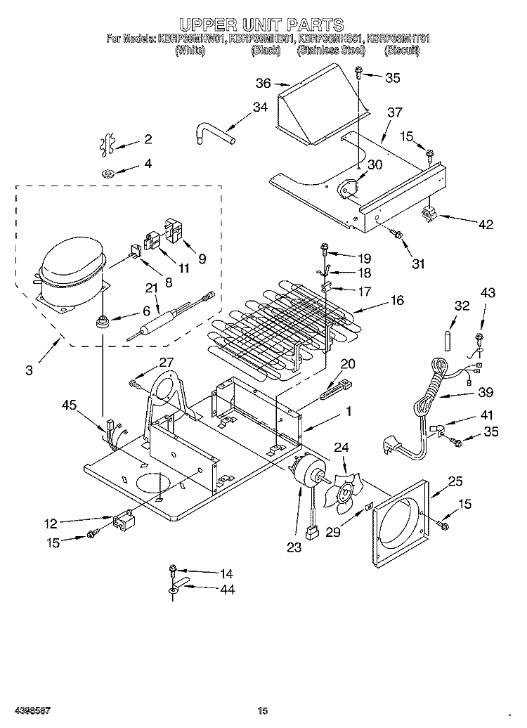 UPPER UNIT Diagram and Parts List for KBRP36MHB01  KitchenAid Refrigerator