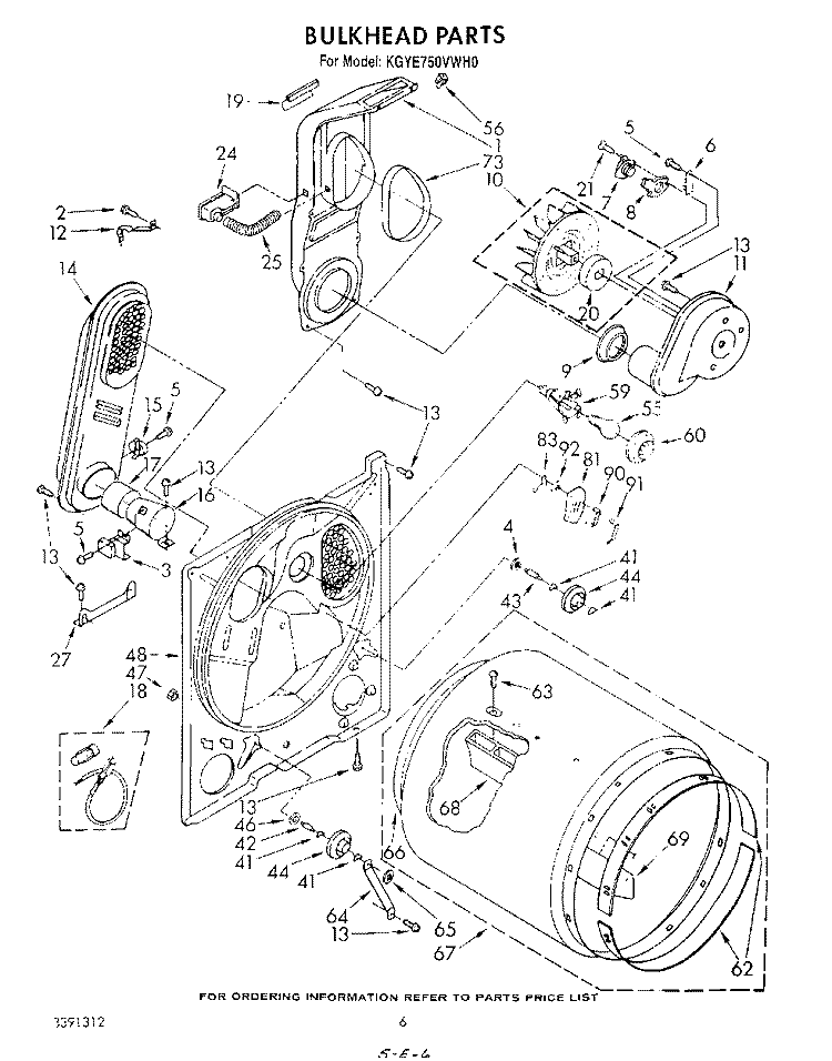 BULKHEAD Diagram and Parts List for KGYE750VHT0  KitchenAid Dryer