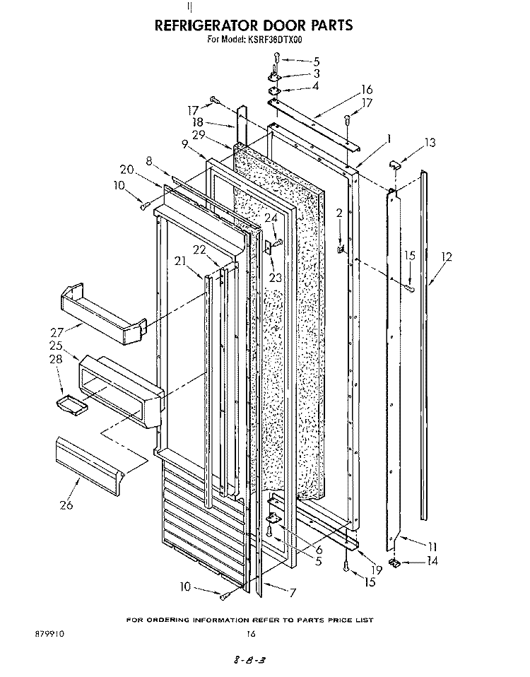 REFRIGERATOR DOOR , LIT/OPTIONAL Diagram and Parts List for KSRF36DTX00  KitchenAid Refrigerator