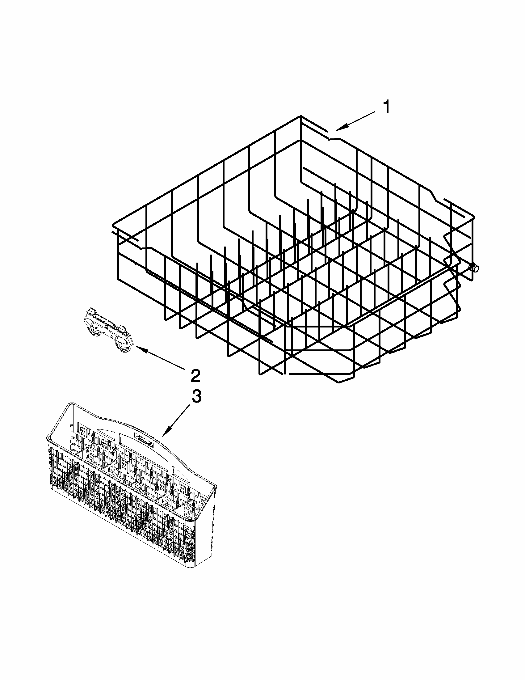 Lower Rack Parts Diagram and Parts List for 66513259K114  Kenmore Dishwasher