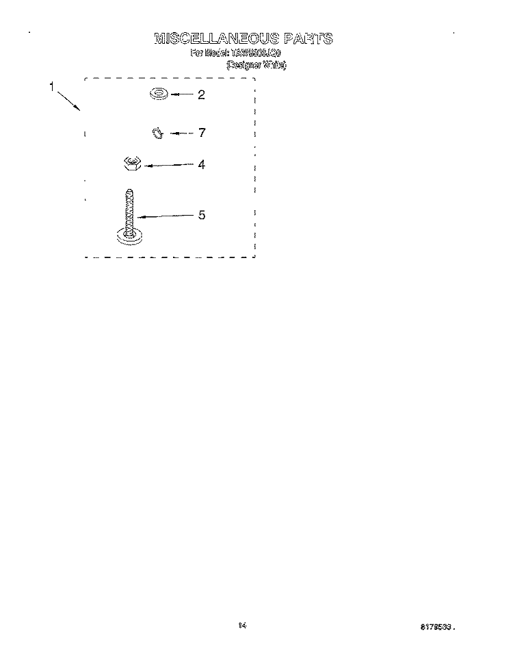 MISCELLANEOUS, OPTIONAL Diagram and Parts List for TAWS800JQ0  Estate Washer