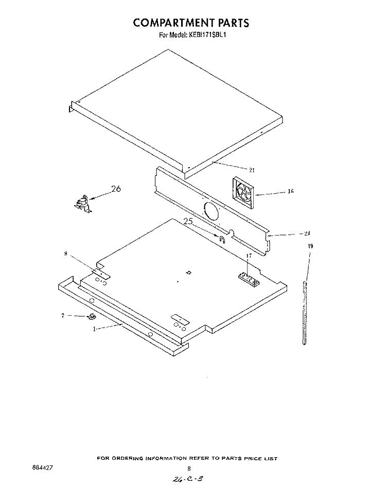 COMPARTMENT Diagram and Parts List for KEBI171SBL1  KitchenAid Wall Oven