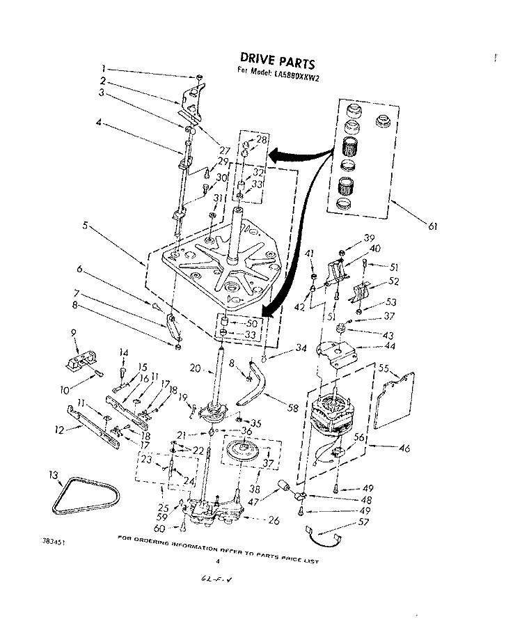 DRIVE Diagram and Parts List for LA5880XKW2  Whirlpool Washer