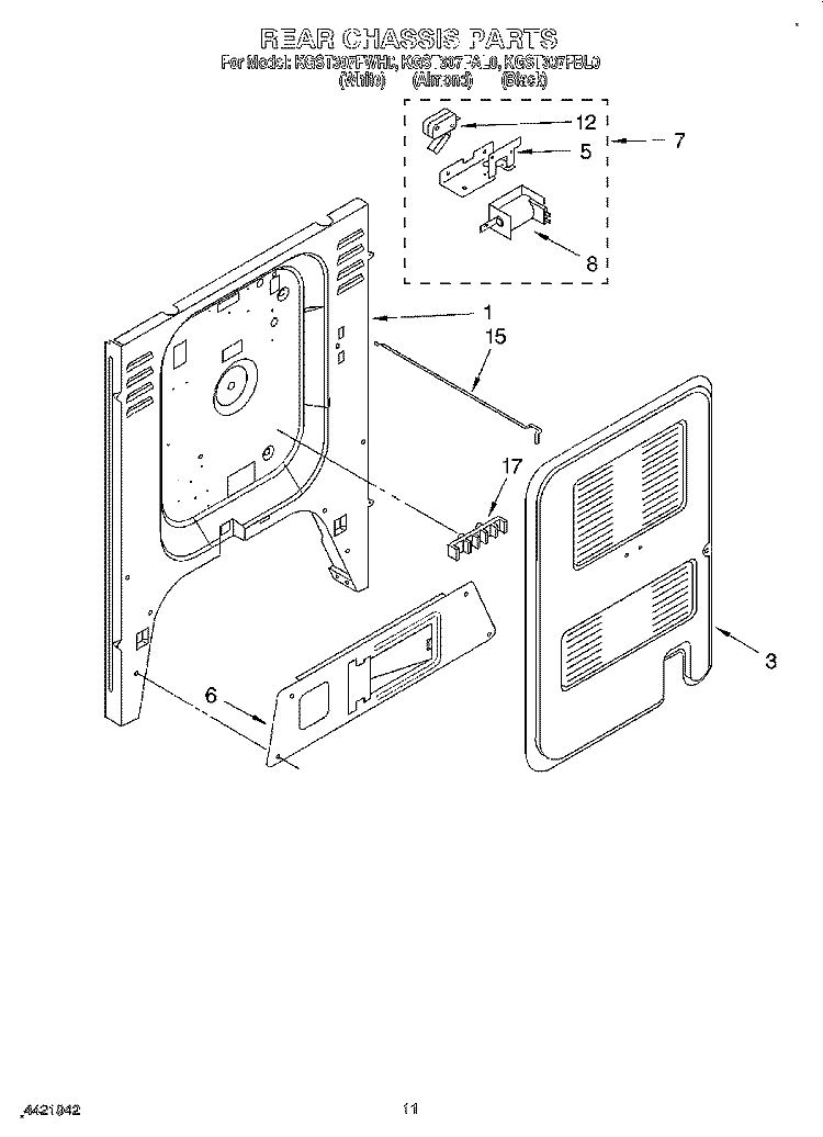 REAR CHASSIS, LIT/OPTIONAL Diagram and Parts List for KGST307FAL0  KitchenAid Range