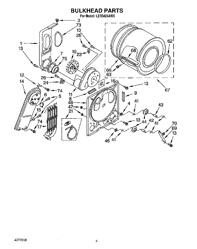 SECTION Diagram and Parts List for LER3424AW0  Whirlpool Dryer