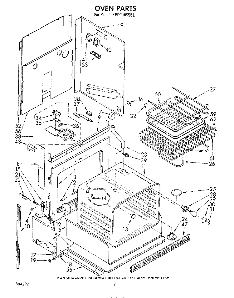 OVEN Diagram and Parts List for KEDT105SBL1  KitchenAid Range