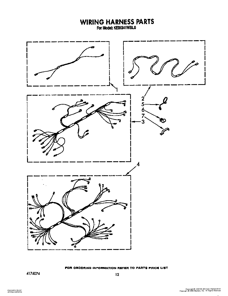 WIRING HARNESS Diagram and Parts List for KEBI241WBL0  KitchenAid Wall Oven