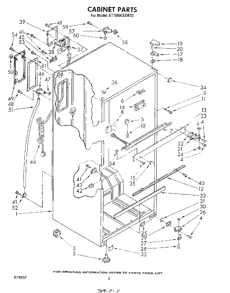 CABINET Diagram and Parts List for ET18NKXSW03  Whirlpool Refrigerator