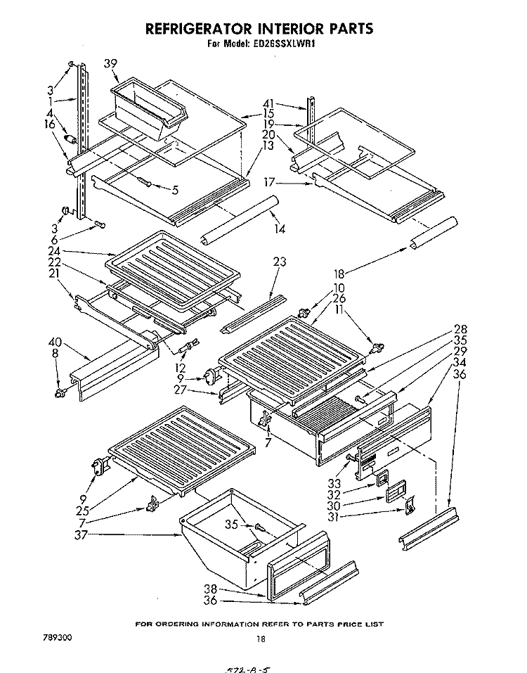 REFRIGERATOR INTERIOR Diagram and Parts List for ED26SSXLWR1  Whirlpool Refrigerator