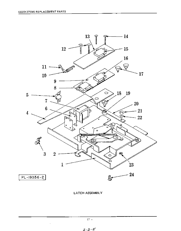 LATCH ASSEMBLY Diagram and Parts List for KECO375MS  KitchenAid Wall Oven