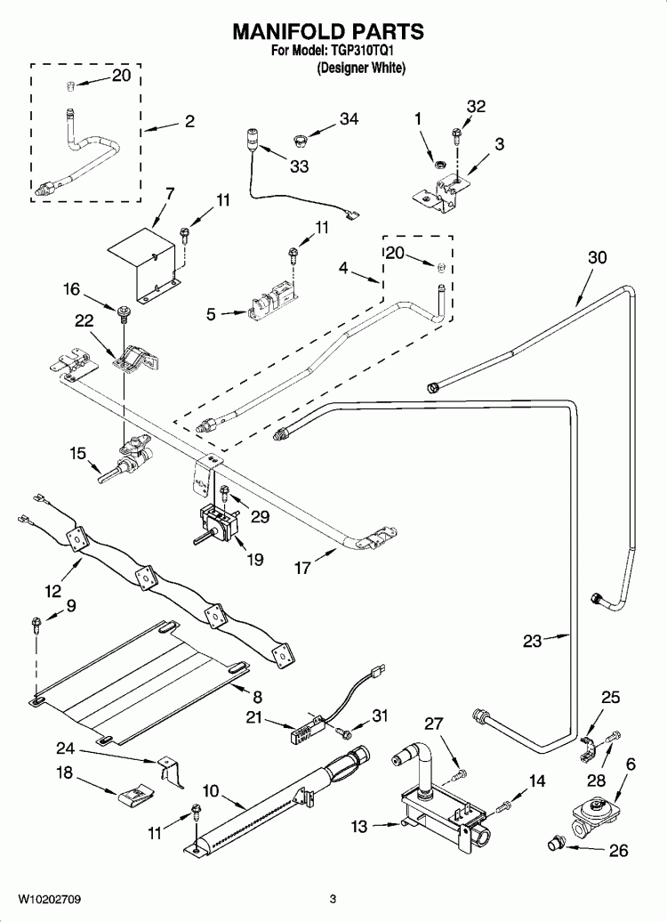 MANIFOLD PARTS Diagram and Parts List for TGP310TQ1  Estate Range