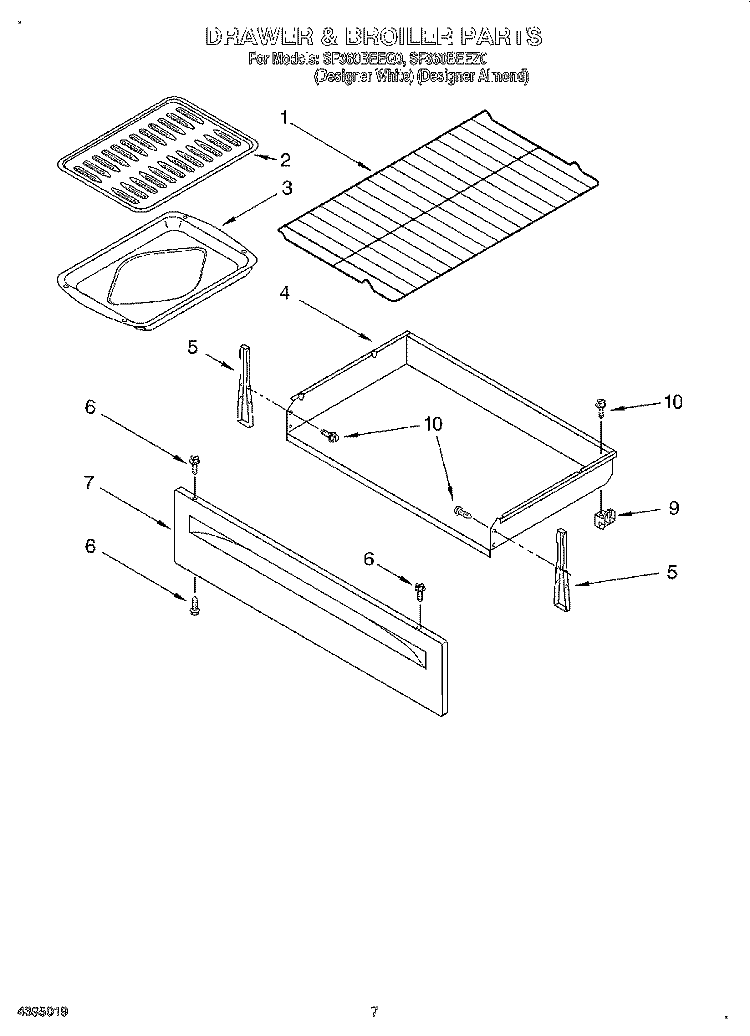 DRAWER AND BROILER Diagram and Parts List for SF360BEEZ0  Whirlpool Range