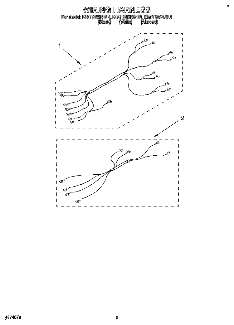 WIRING HARNESS Diagram and Parts List for KGCT365BAL4  KitchenAid Cooktop