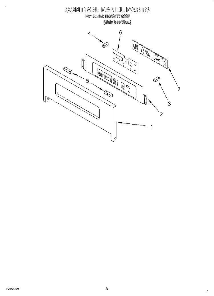 CONTROL PANEL, LITERATURE Diagram and Parts List for KEBS177DSS7  KitchenAid Wall Oven