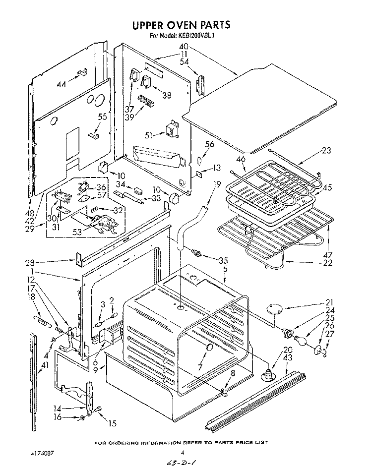 UPPER OVEN Diagram and Parts List for KEBI200VBL1  KitchenAid Wall Oven