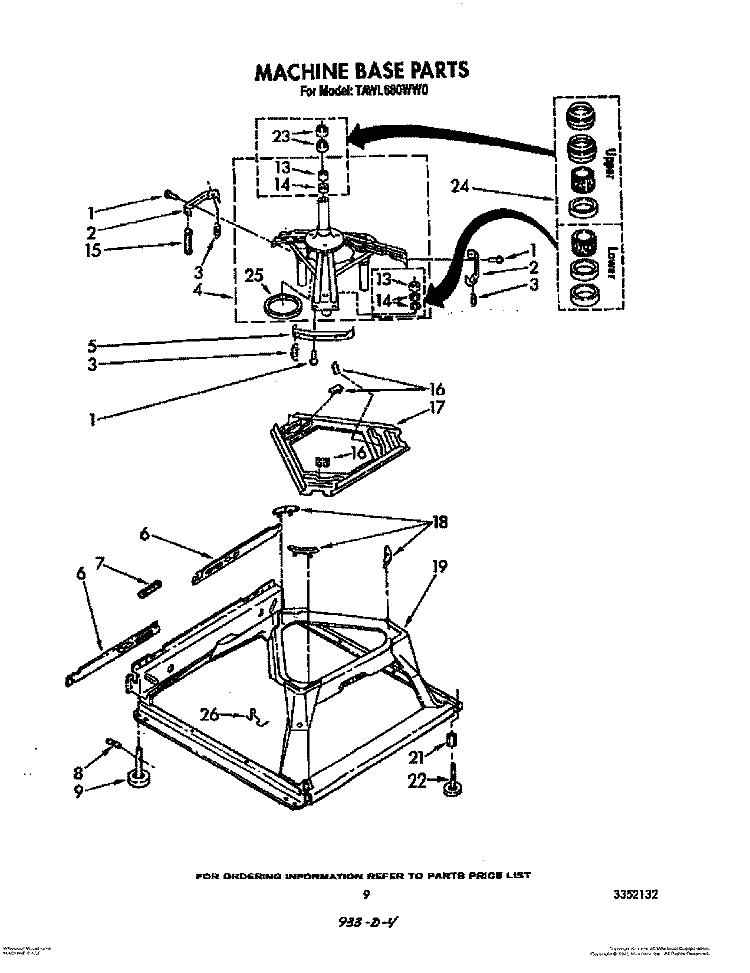 MACHINE BASE Diagram and Parts List for TAWL680WW0  Estate Washer