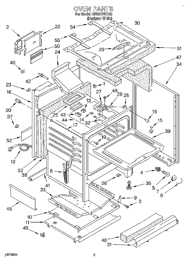 OVEN Diagram and Parts List for SF367PEYQ9  Whirlpool Range