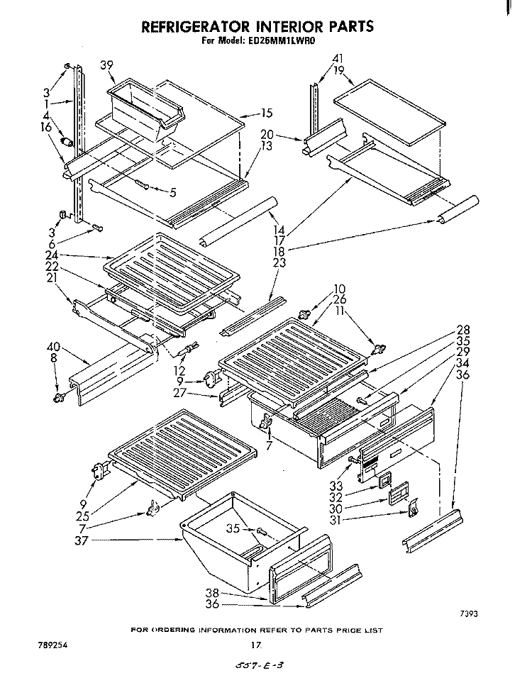 REFRIGERATOR INTERIOR Diagram and Parts List for ED26MM1LWR0  Whirlpool Refrigerator