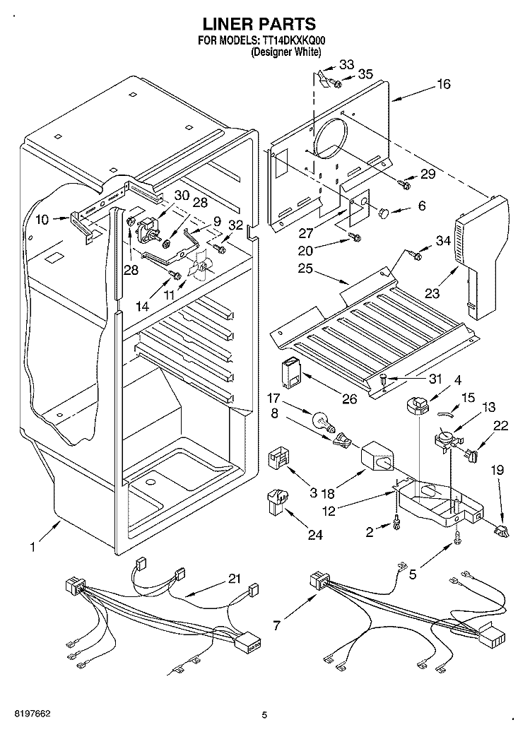LINER Diagram and Parts List for TT14DKXKQ00  Estate Refrigerator