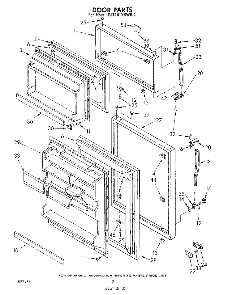 DOOR Diagram and Parts List for EJT181XKWR2  Whirlpool Refrigerator