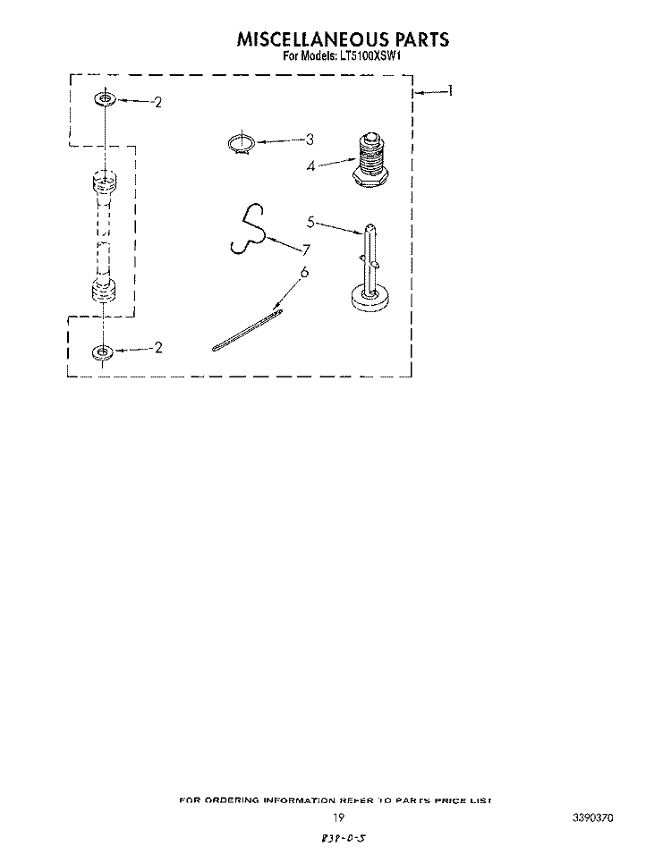 MISCELLANEOUS , LITERATURE AND OPTIONAL Diagram and Parts List for LT5100XSW1  Whirlpool Washer Dryer Combo