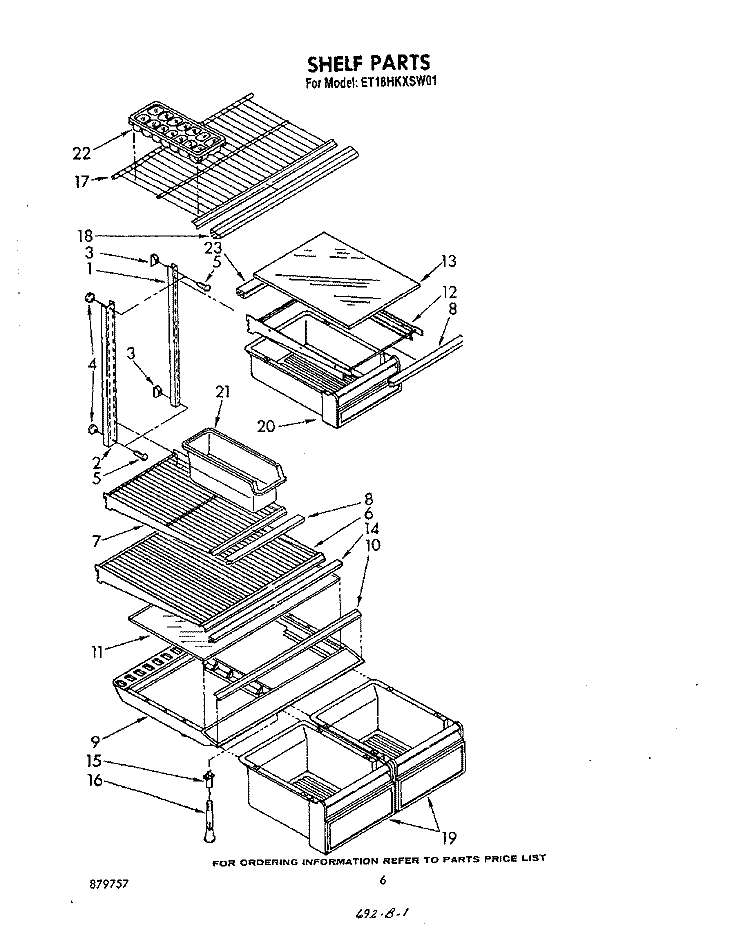 SHELF Diagram and Parts List for ET18HKXSW01  Whirlpool Refrigerator