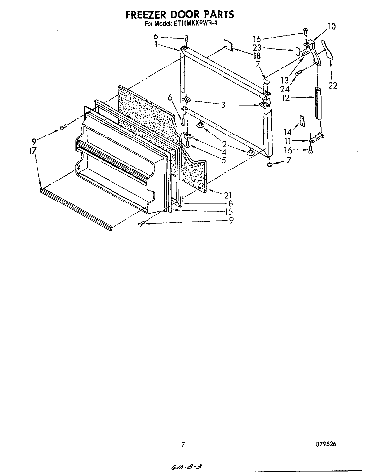 FREEZER DOOR Diagram and Parts List for ET18MKXPWR4  Whirlpool Refrigerator