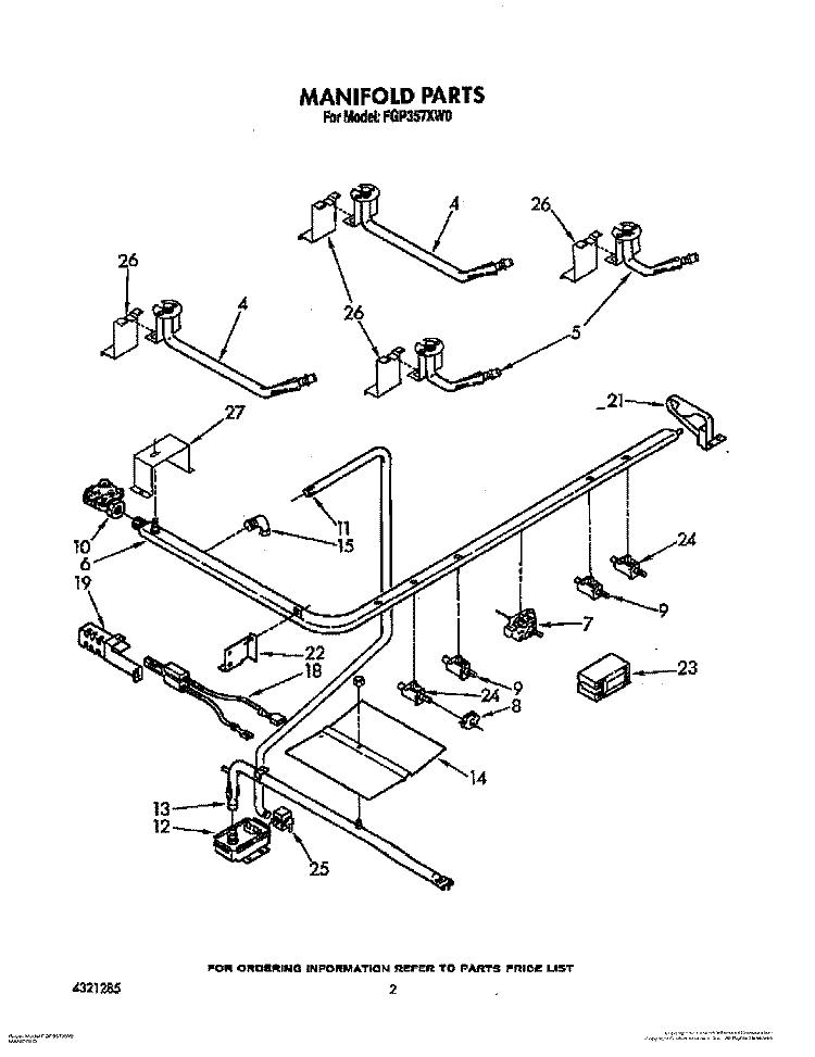 MANIFOLD Diagram and Parts List for FGP357XL0  Roper Range