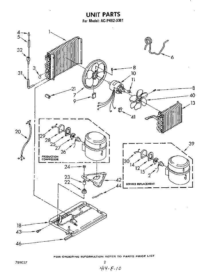 UNIT PARTS Diagram and Parts List for ACP492XM1  Whirlpool Air Conditioner