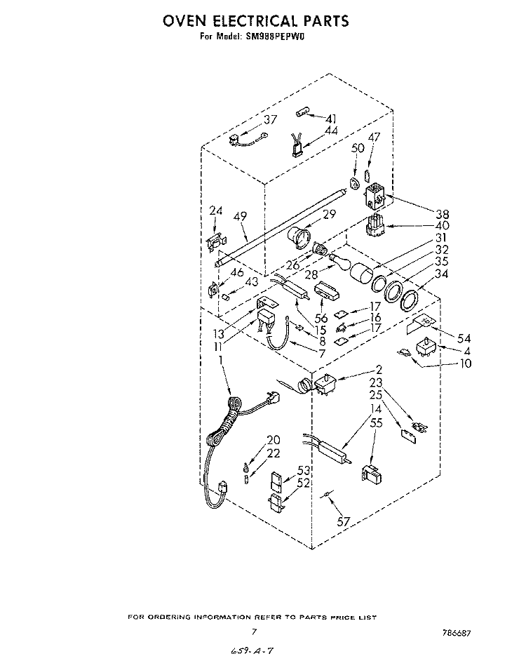 OVEN ELECTRICAL Diagram and Parts List for SM988PEPW0  Whirlpool Range