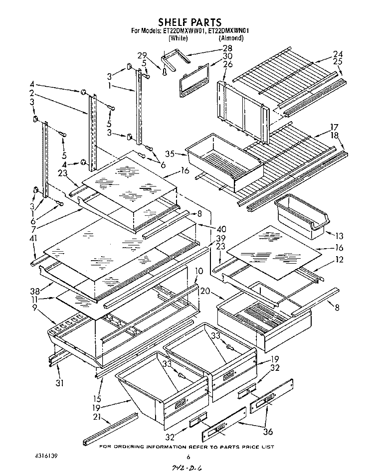 SHELF , LIT/OPTIONAL Diagram and Parts List for ET22DMXWW01  Whirlpool Refrigerator