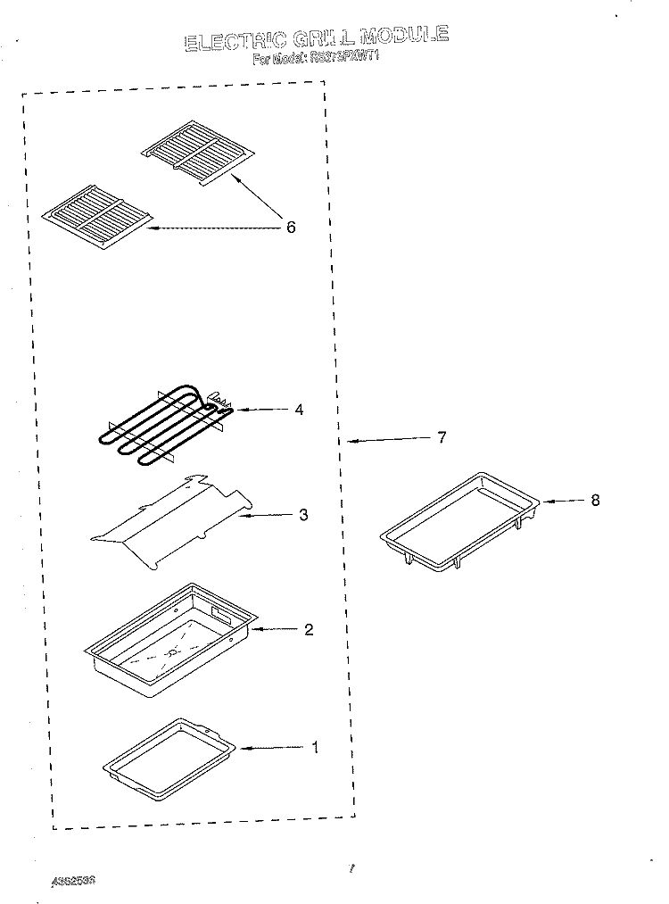 ELECTRIC GRILL MODULE Diagram and Parts List for RS373PXWT1  Whirlpool Range