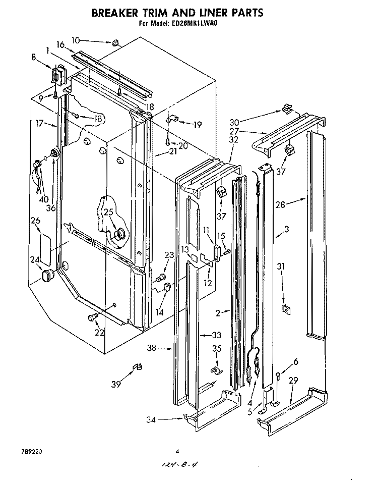 BREAKER TRIM AND LINER Diagram and Parts List for ED26MK1LWR0  Whirlpool Refrigerator